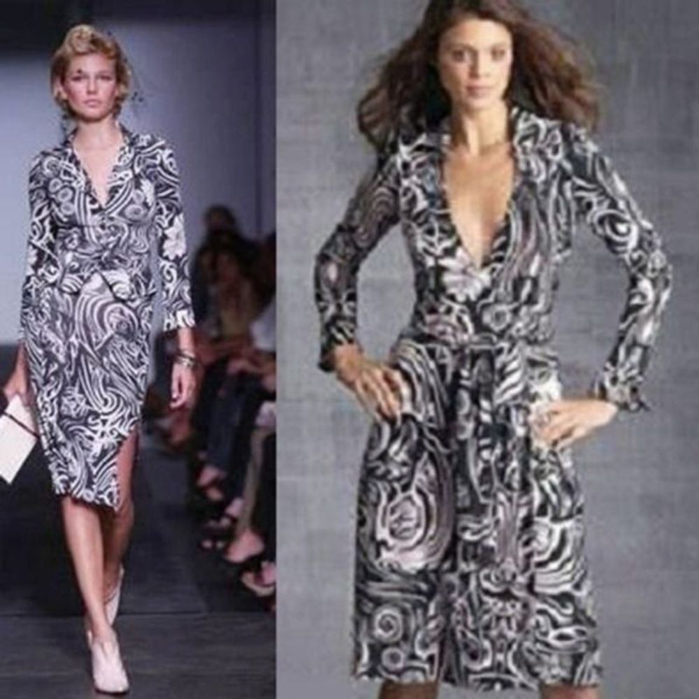 DVF Silk Tattoo Julie Wrap Dress